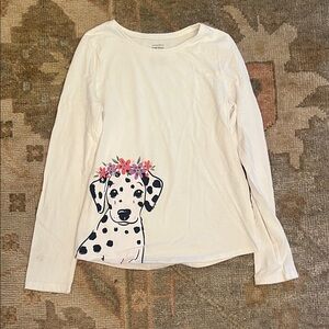 Jumping Beans White Dalmatian Floral Long Sleeve Tee